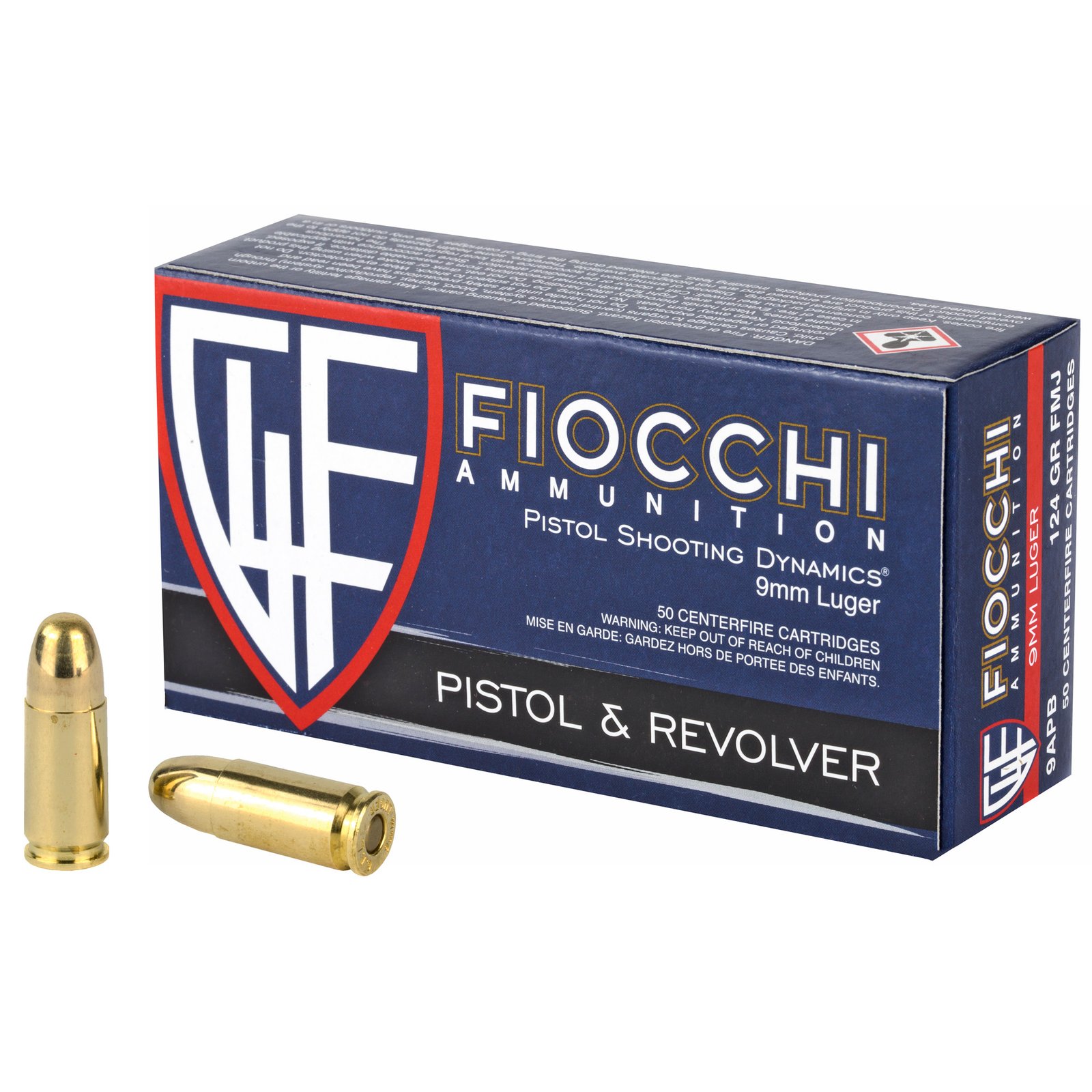 Fiocchi 9mm 124gr 50rd Pistol & Revolver